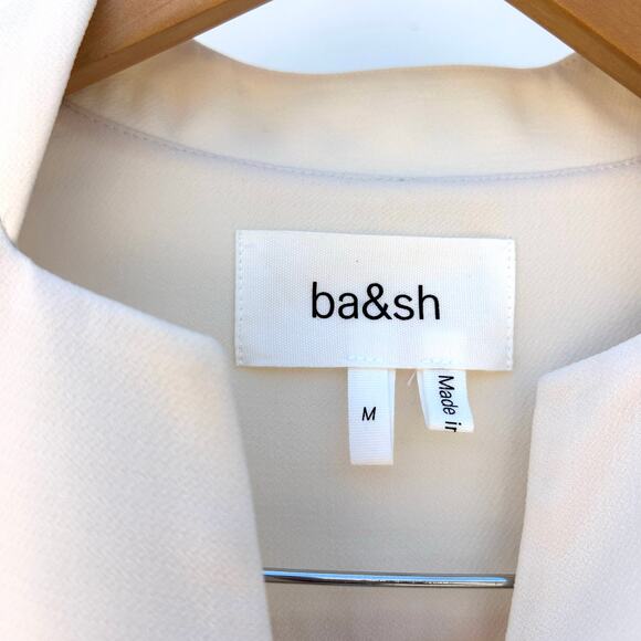 BA&SH Clelia Dress Ecru White Black Tuxedo Cocktail Mini Long Sleeve 8 Medium - Picture 7 of 13